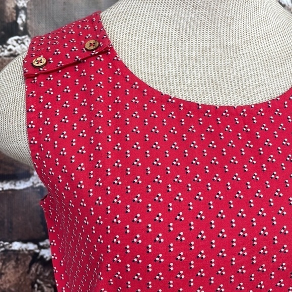 Mata Traders Dress Sleeveless Red White Dots Buttons Size XS - Picture 8 of 16